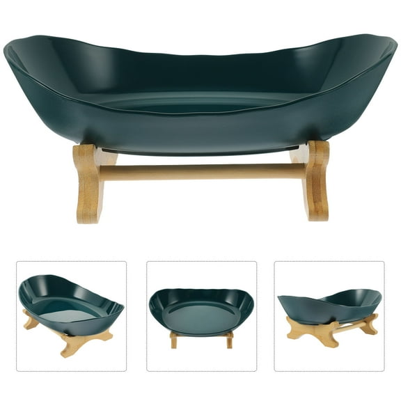 SOPOTUTU Kitchen Fruit Basket Green Ceramic Decorative Fruit Tray for Home Countertop