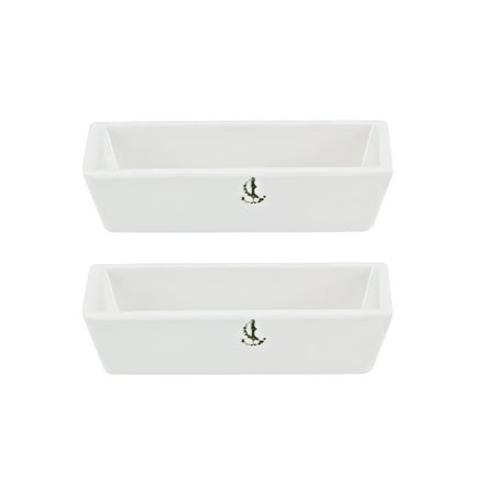 14ml 60x30x15mm Porcelain Crucible Rectangular Boat Sample Holder for Melting Refining 2 Pack