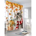 thumbnail image 3 of Fsddascl Orange Thanksgiving Shower Curtain Set - 72" x 78" Washable Bathtub Curtain with 12 Hooks, Fall Maple Leaves Cat Pumpkin Fall Waterproof Fabric Stall Shower Curtains for Bathroom/Bathtub, 3 of 6