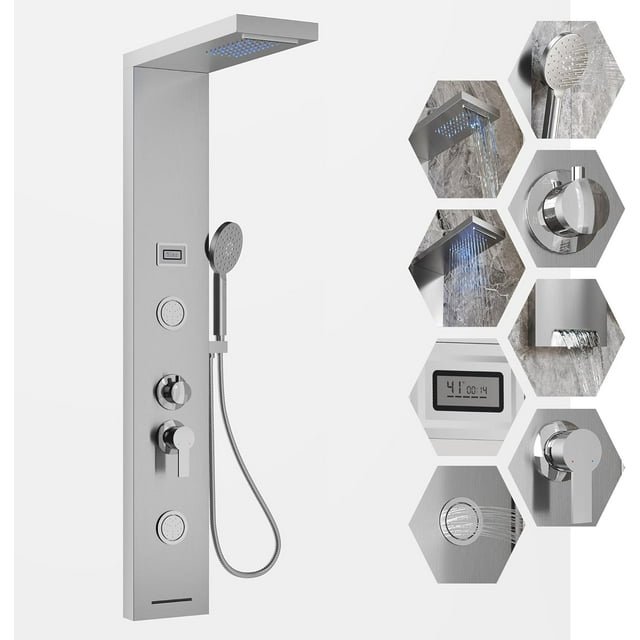 Shower Head ” High Pressure Rain/Hand Shower Combo with ” Extension Arm Function Hand Shower LeakProof Shower Head with Holder/Shower Hose Height/Angle Adjustable(” Chrome Pla