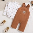 thumbnail image 2 of CAUYDY Newborn Infant Baby Boy Clothes Long Sleeve Romper Pants Fall Winter Outfits Set 3 6 9 12 18 24 Months Sizes 0-3 Months,Coffee, 2 of 5