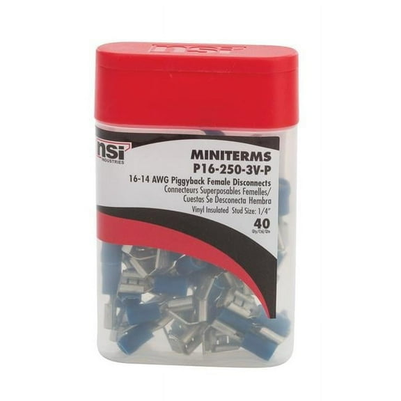 NSI Industries P16-250-3V-P 16-14 Awg Vinyl Insulated Piggyback - Pack of 40