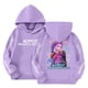 thumbnail image 1 of Moonsky Sudadera con capucha y cordón HUNTRX, estampado de grupo de chicas coreanas, jersey corto, suave y cómodo, top de manga larga para primavera y otoño. Morado claro 150, 1 of 4
