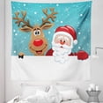 thumbnail image 1 of Santa Tapestry, Rudolph Deer and Santa Claus Greeting the New Year Happily in Cartoon Style, Fabric Wall Hanging Decor for Bedroom Living Room Dorm, 5 Sizes, Multicolor, by Ambesonne, 1 of 1