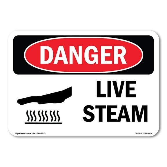 OSHA Danger Sign - Live Steam | Plastic Sign | Protect Your Business, Construction Site, Warehouse & Shop Area |  Made in The USA
