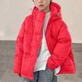 thumbnail image 6 of Kids Winter Clothes Kids Fall Winter Solid Hooded Thick Quilted Bread Jacket, Boys Girls Warm Casual Daily Outer Coat,Red, 6 of 6