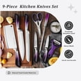 thumbnail image 2 of Peniguingy Kitchen Knife Set, 9-Piece Professional Kitchen Knives Set with Acrylic Block, Sharp Stainless Steel Chef Knife Set with Sharpener for Kitchen Cutting Kitchen, Presents for Women (Purple), 2 of 7