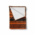 thumbnail image 2 of Retro Soft Flannel Fleece Throw Blanket, Classical Border Ornaments in Greek Style Grunge Aged Display Print, Cozy Plush for Indoor and Outdoor Use, 70" x 90", Orange Black, by Ambesonne, 2 of 6