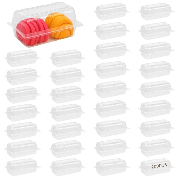 200 Pcs Disposable Hot Dog Containers, Clear Plastic Food Boat Trays with Hinged Lid, Hotdog Holders for Serving Takeout, Catering, Parties, 6.34 in x 3.86 in x 2.44 in