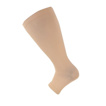 TELOLY Plus Size Open Toes Compression Socks for Men & Women, Wide Calf Toeless Stockings Support Stocking for Circulation, Leg Skin Protector Sleeves