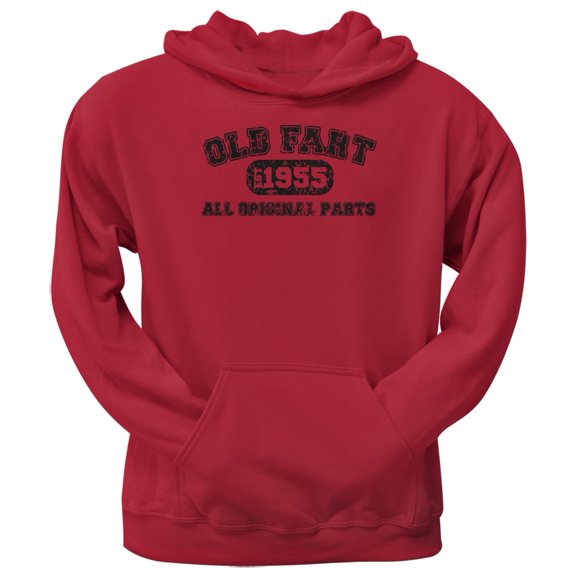 Old Fart Original Parts 1955 Funny Red Adult Hoodie - Small