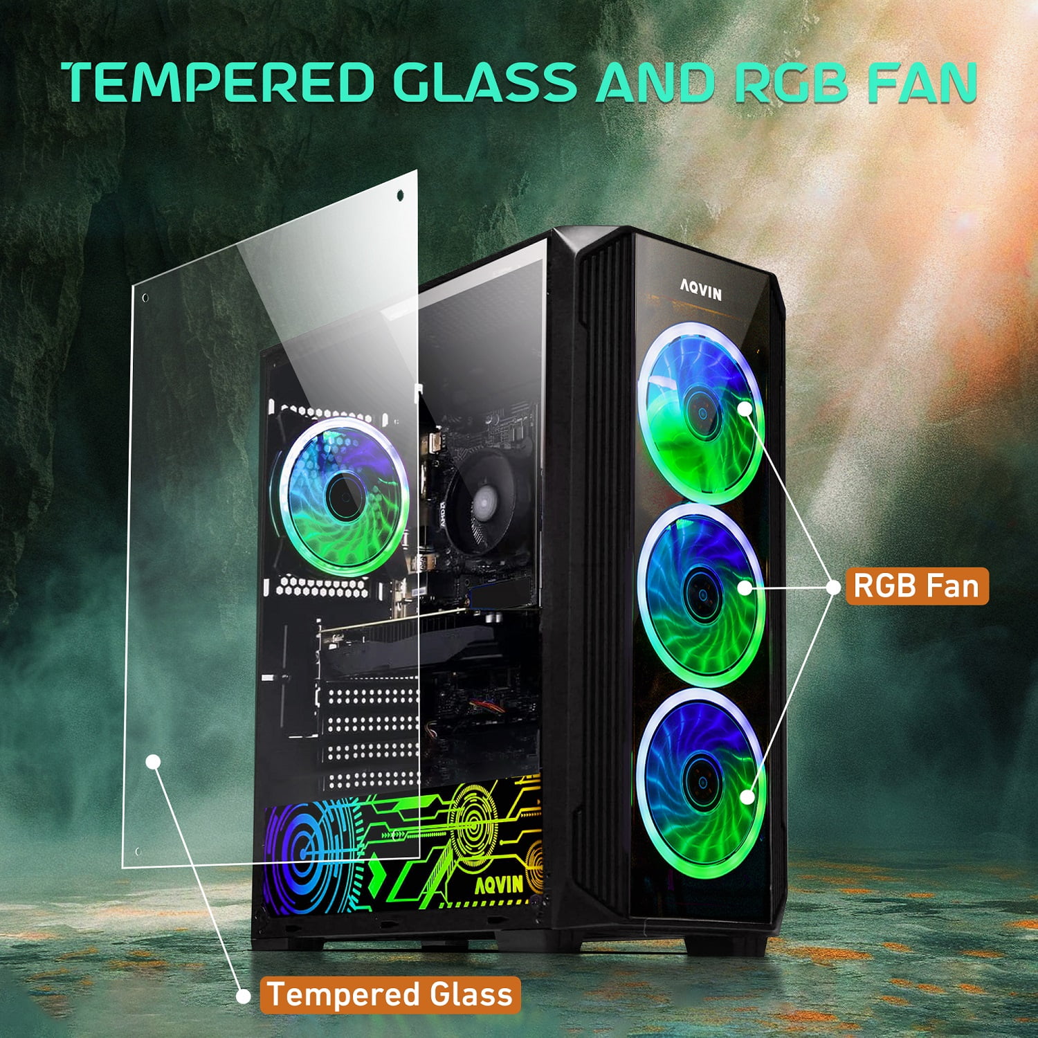 AQVIN Gaming Desktop PC, AMD RYZEN 7, 16GB RAM, 512GB SSD