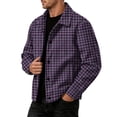 thumbnail image 5 of Zimjoy Corduroy Plaid Jacket for Men Button Down Vintage Long Sleeve Shacket Lightweight Regular Fit Western Jackets for Casual Fall Winter Purple 2XL, 5 of 9