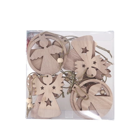 

Honeeladyy Discount 12PC Set Of Christmas Ornaments Wooden Christmas Tree Decoration Pendant DIY Ornaments