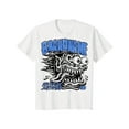 thumbnail image 1 of 180g Heavyweight 100% Combed Cotton Men's T-Shirt - Dual-Sided Y2K Monster Graphic & Bold Text Print, Loose Fit Crew Neck Short Sleeve, Casual Streetwear for All Seasons, Casual Attire, Street St, 1 of 6