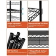 thumbnail image 6 of QUIOCOZY Heavy Duty Metal Storage Shelving Unit, 6 Tier Adjustable Wire Rack with Wheels and Side Hanging Hooks, 30"x14"x72", Black, 6 of 8