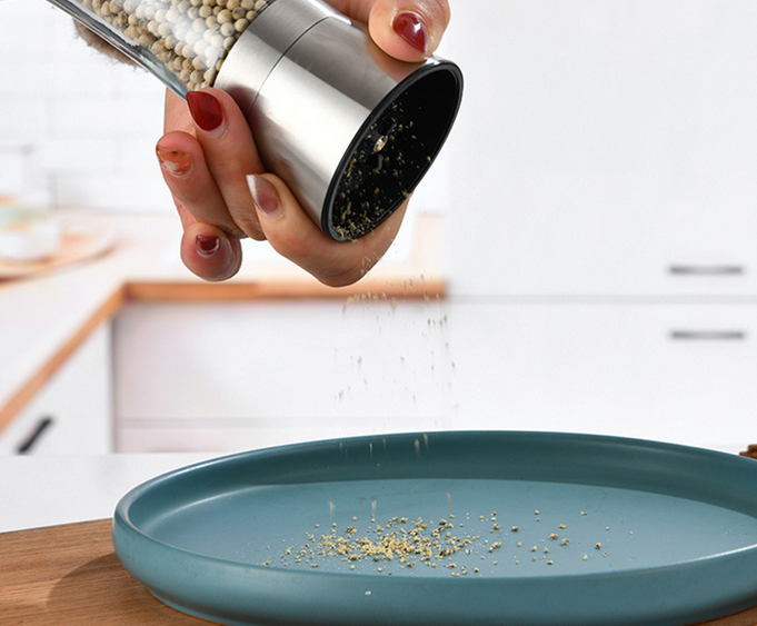 FINE MAKER Modern stainless steel pepper grinder 2-pack, pepper and salt grinder