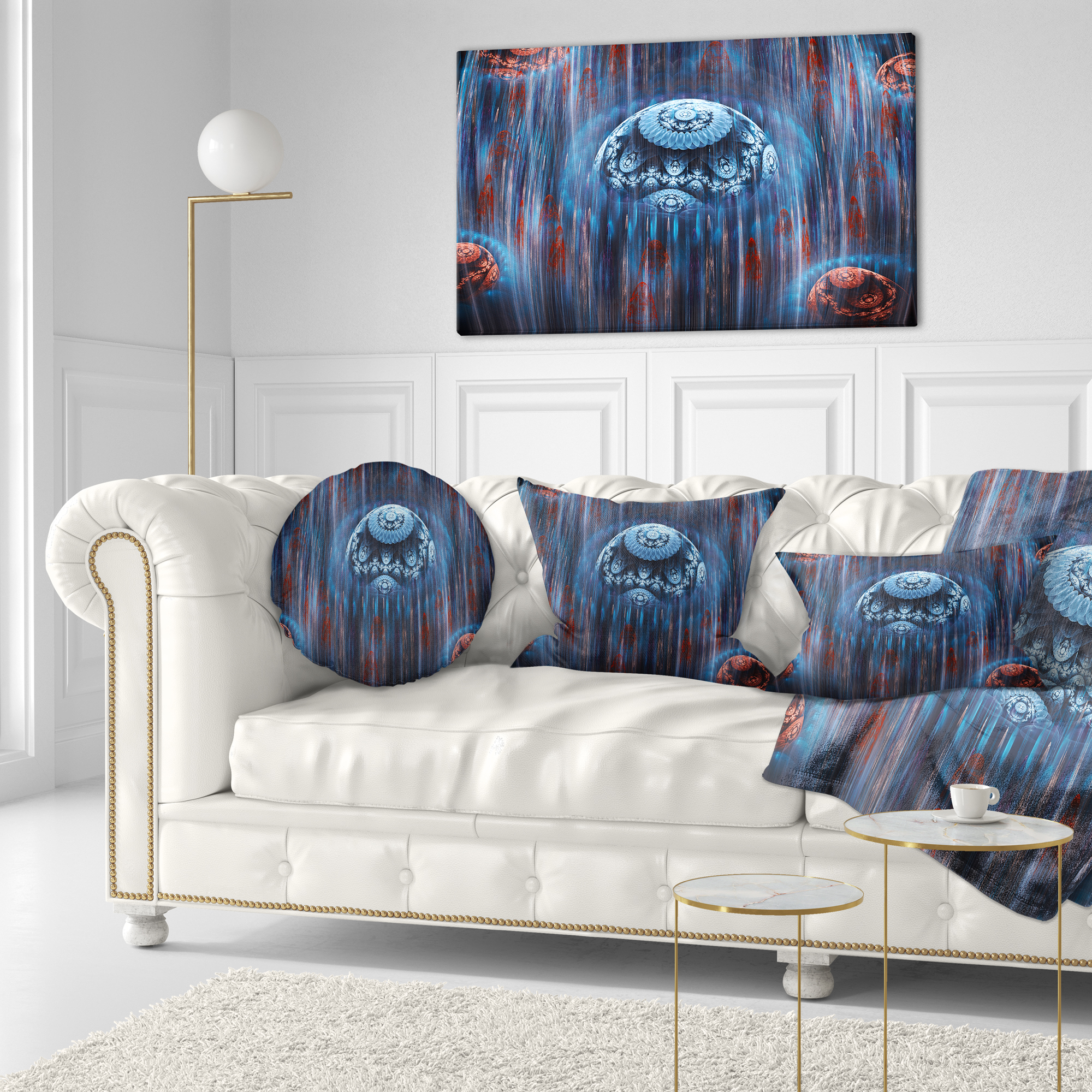 Designart Blue World of Infinite Universe - Abstract Throw Pillow - 12x20