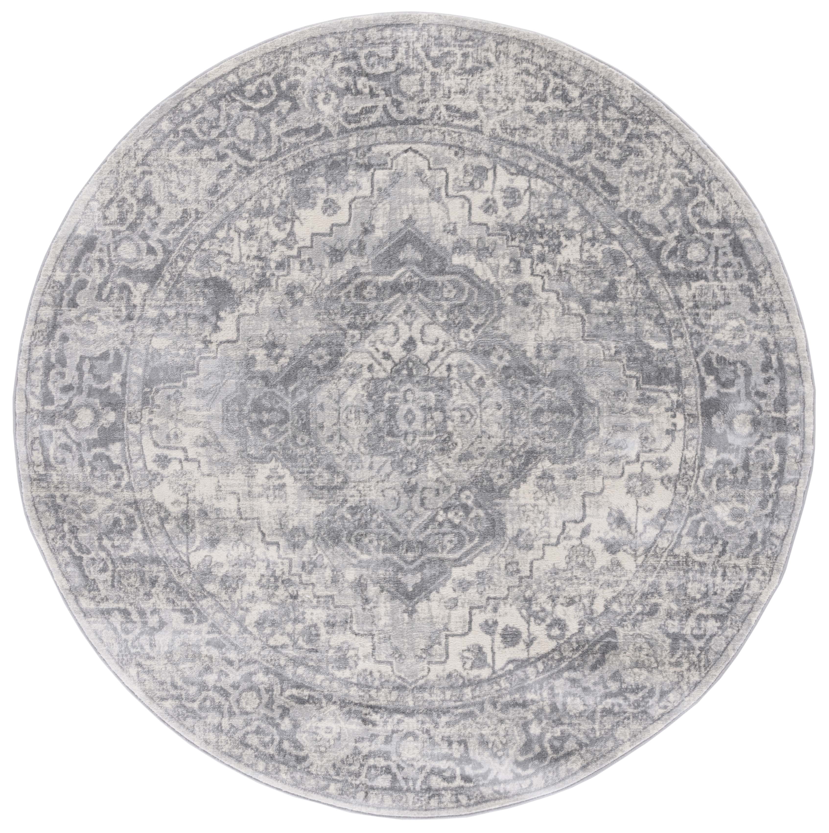 SAFAVIEH Brentwood Cherette Oriental Area Rug, Gray/Light Gray, 6'7" x 6'7" Round