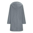 thumbnail image 6 of XFLWAM Women's Wool Blend Overcoat Long Sleeve Single Breasted Trench Coat Fall Winter Hooded Jacket Outwear with Pockets Gray 3XL, 6 of 8