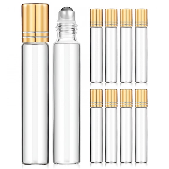 ACDANC 10pcs Perfume Rollerball Bottles Refillable Roll on Essential Oil Bottles Travel Empty Bottles (10ML)