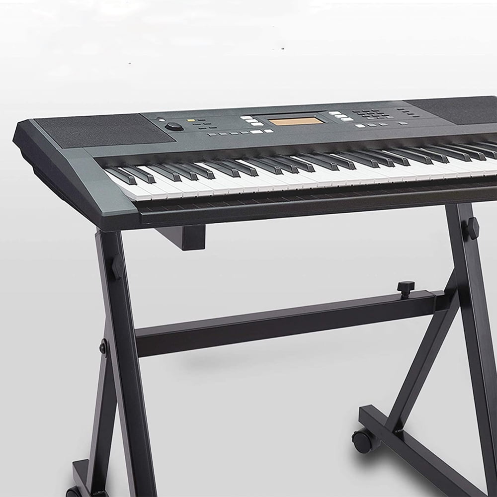 Pyle Heavy Duty Adjustable Piano Keyboard Stand with Wheels, Black