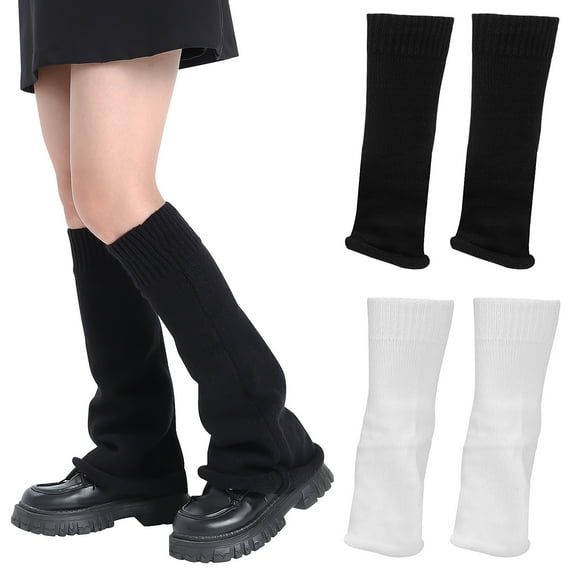 2 Pairs Lace Mid-calf Knitted Socks (black   White) Women's Miss