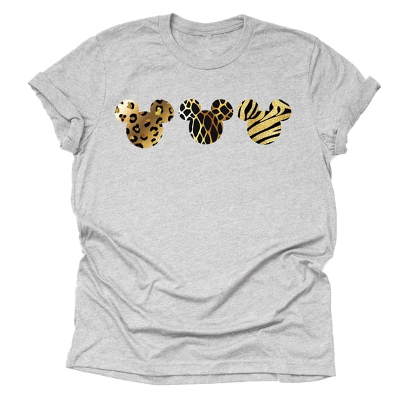 Leopard Print Mickey Shirt, Animal Kingdom Shirt for Women, Graphic T-Shirt for Women (XX Large, Gray)