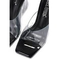 thumbnail image 3 of Cape Robbin Edna Clear Chunky Block High Square Open Toe Heels Sandals Mule (11, BLACK), 3 of 5