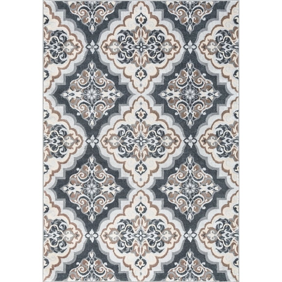 Tayse Madison Area Rug MDN4109 Traditional Gray Geometric Bulbs 7' 6" x 9' 10" Rectangle