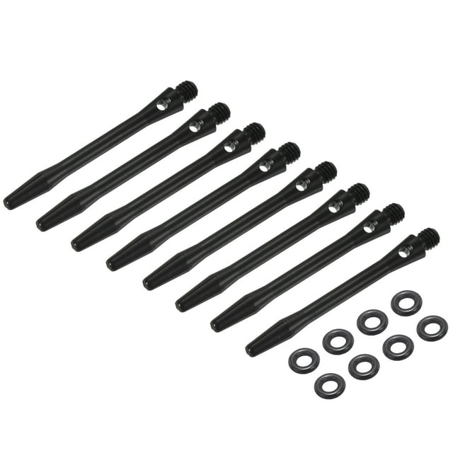 Uxcell 8Pcs Ejes de Dardos de Aluminio con Rosca 2BA, Accesorios de Reemplazo con Anillos de Goma para Punta de Acero, Negro 45mm