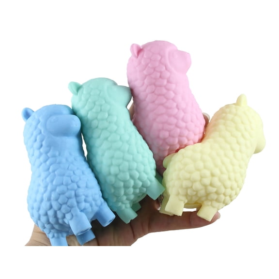 4 Large Alpaca Llama Soft Fluff- Filled Squeeze Stress Balls - Squishy Toy - Sensory Fidget Squeezey Sensory Squeeze Balls OT