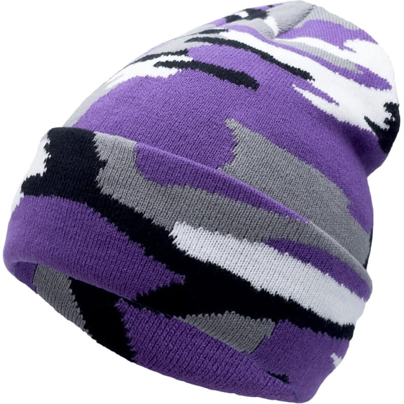 Unisex Knit Soft Warm Cuffed Beanie Hat Winter Camo Hats for Men Women