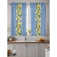 thumbnail image 2 of Blue Stripes Lemon Curtains 45 Inch Length, Sheer Curtains for Bedroom Living Room Window Spring Fruit Flowers Leaves Line Rod Pocket Voile Drapes Kitchen Curtains Small Half Window 52"x45" 2 Panels, 2 of 6