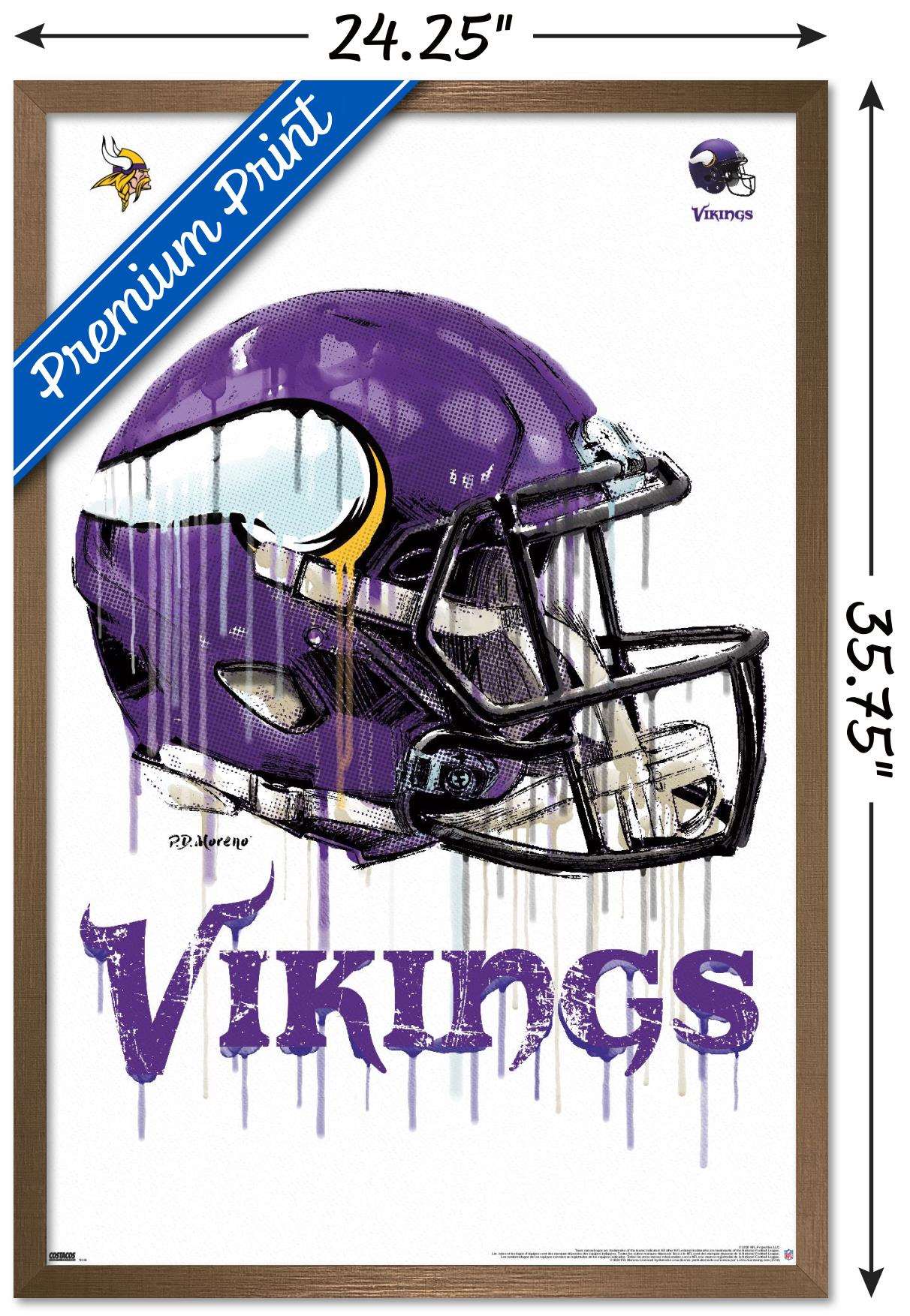 NFL Minnesota Vikings - Drip Helmet 20 Wall Poster, 22.375" x 34", Framed