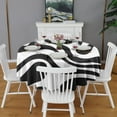 thumbnail image 2 of Black Modern Art Geometric Round Tablecloth 60" X 60",Wrinkle Wipeable Table Cloth for Kitchen Dining Room Picnic Patio Party, 2 of 6