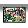 Chloe Lighting Tiffany-Glass Featuring Roses & Butterflies Window Panel 27X19