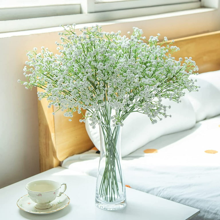 Morttic 10Pcs Fake Babys Breath Flowers Artificial Gypsophila Flowers Real  Touch in Bulk for Home Wedding Home Decor () 