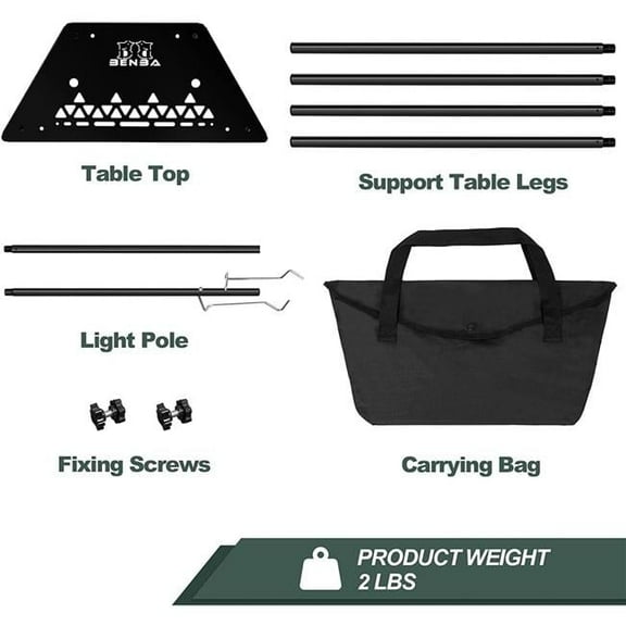 wowmtn 12O7 Aluminum Outdoor Collapsible Table with Hook Stand & Carrying Bag