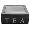 thumbnail image 4 of Wooden 9 Grids Tea Box Tea Bags Container Storage Box Square Gift Box Case Transparent Top Lid Jewe, 4 of 4