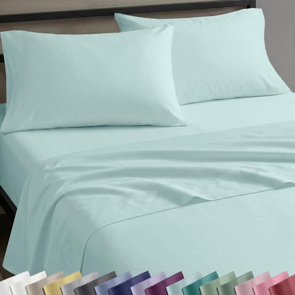 Queen Sheet Set in Seafoam 100% Cotton Sateen with Deep Pockets