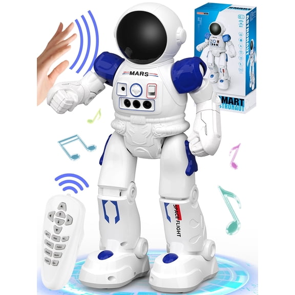 Lvelia RC Robot Toy for Kids,Gesture & Sensing Programmable Interactive Remote Control Singing Dancing Rechargeable Smart Robot with Auto-Demon, Birthday Gift for 3  Years Old Boys Girls