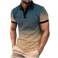 thumbnail image 1 of Mens Manga Corta Botón Abajo Camisas Patchwork Fallow Patrón Cuello Redondo Deportes Top para Diario, 1 of 6