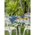 thumbnail image 3 of Outdoor Tablecloth with Umbrella Hole for Patio/Picnic/Party/Camping, Spring Eucalyptus Sunflower Waterproof Table Cloth Round Cover Washable, Farmhouse Birds Gray Wood (Dia 54"), 3 of 8