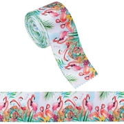 10 Yards Printed Polyester Ribbon Wired Edge Flamingo Pattern Ribbons Spring Summer Fabric Craft Decorative Ribbon
