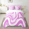 thumbnail image 2 of jejeloiu Modern Geometric Desgin 7-Piece Twin Bedding Sets,Minimalist Stripes Lines Bedding Comforter Set,Pink White Sheet Sets For Teens,Luxury Bedroom Decor Reversible, 2 of 8