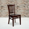 Flash Furniture 2 Pk. HERCULES Series Vertical Slat Back Mahogany Wood Restaurant Chair