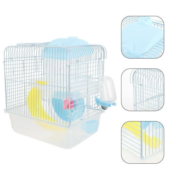 FOMIYES Sky Blue Double Layer Hamster Cage with Wire and Plastic for Small Pets Comfortable Pet Villa