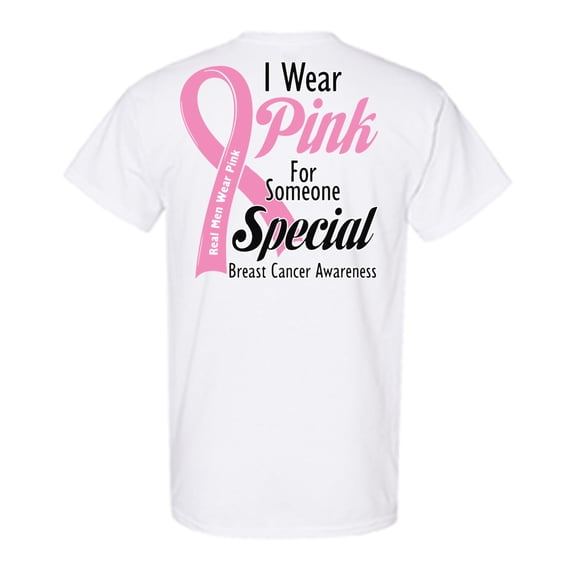 Awkward Styles Breast Cancer Awareness T-Shirt I Wear Pink T Shirts for Men Back Print