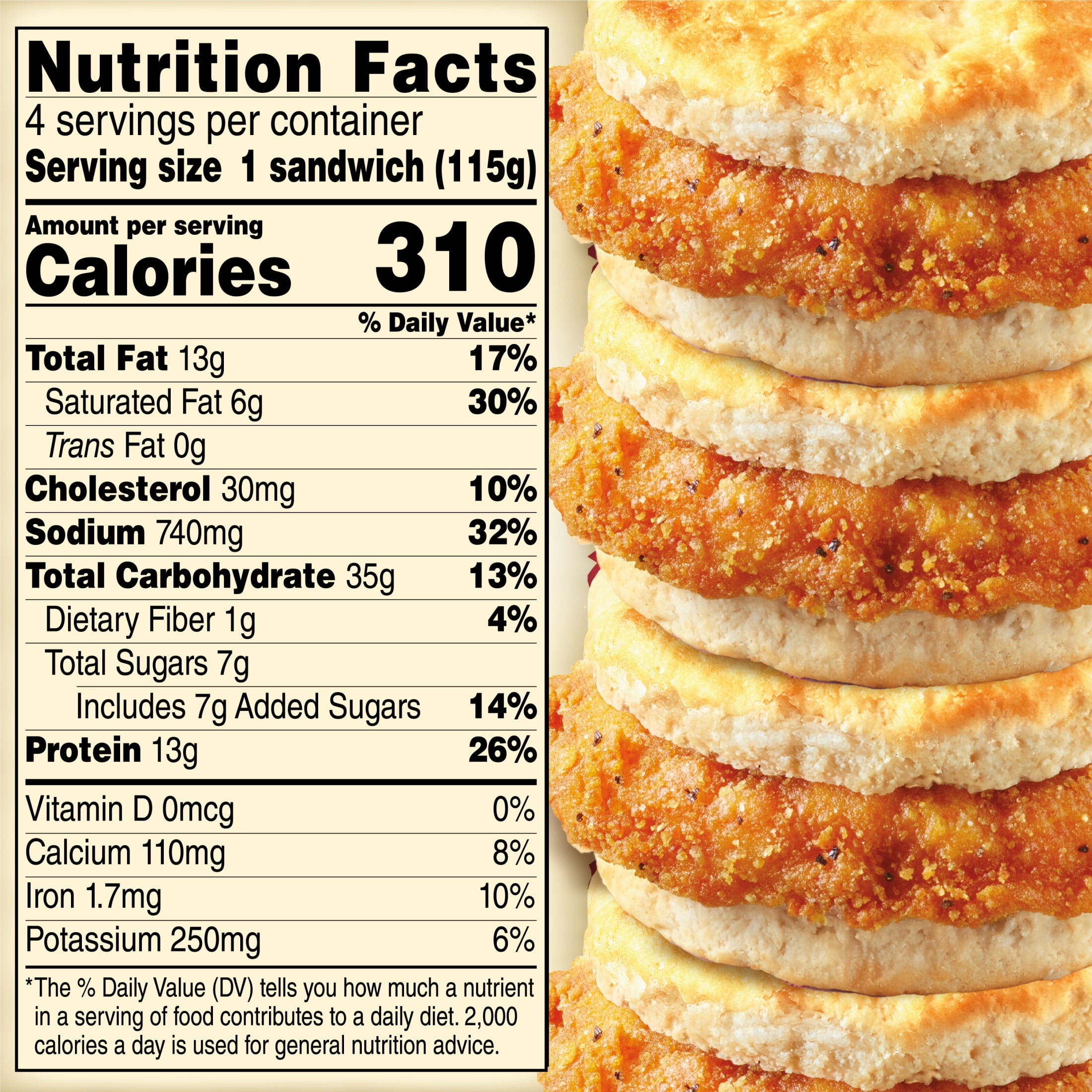 Jimmy Dean Frozen Breakfast Sandwich, Spicy Crispy Chicken Honey Biscuit, 4 Count
